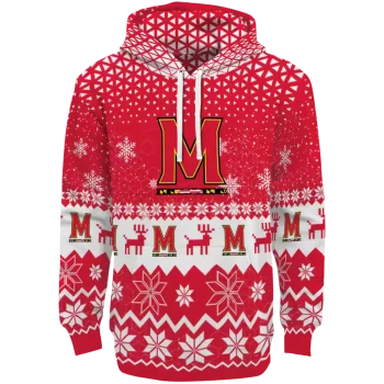 maryland terrapins reindeer motif red hoodie best selling