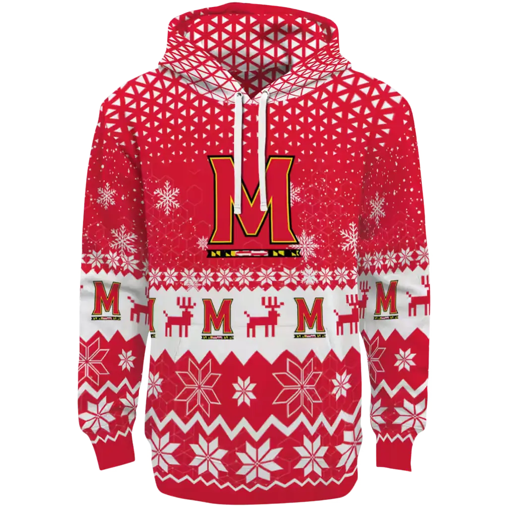 maryland terrapins reindeer motif red hoodie best selling maryland terrapins reindeer motif red hoodie best selling