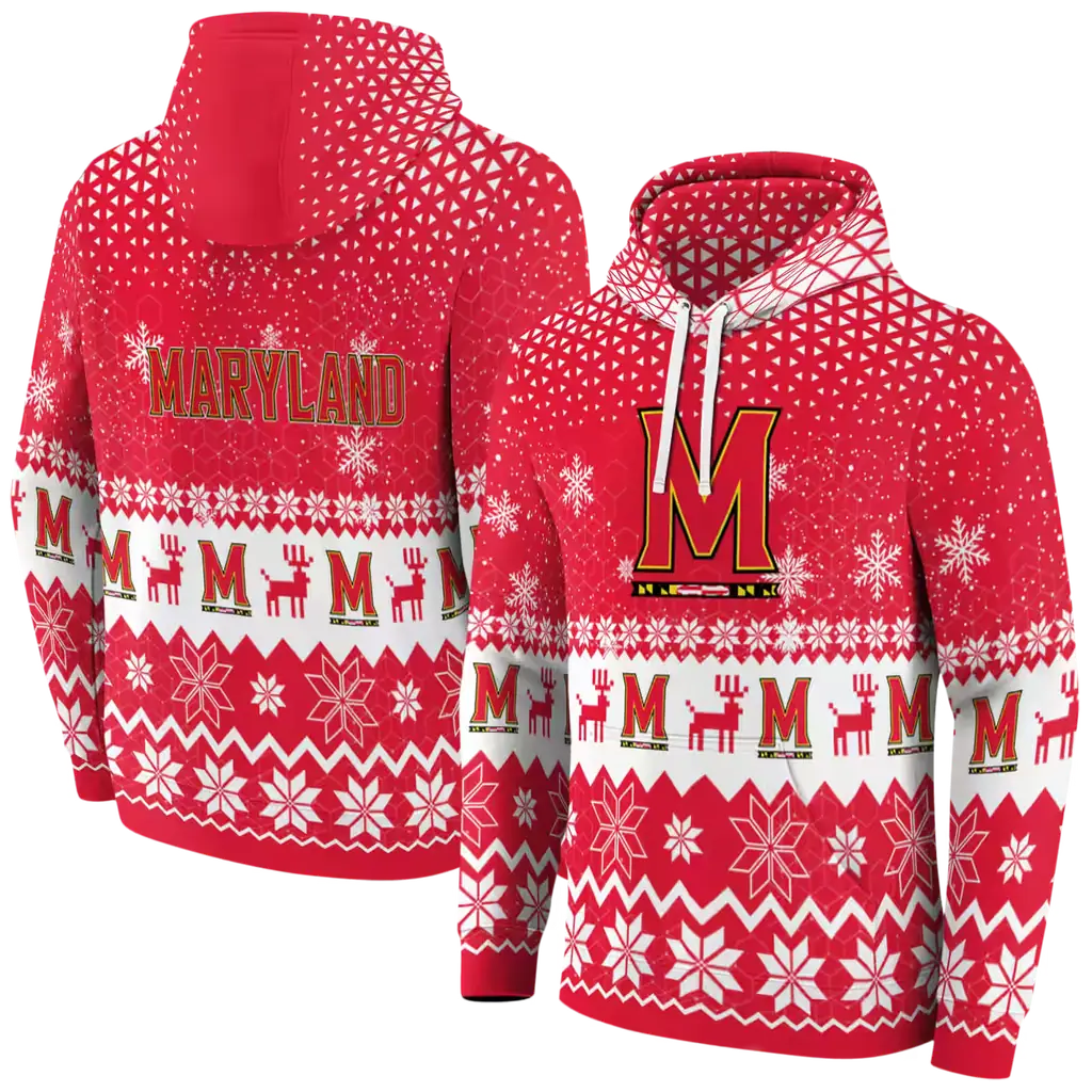 maryland terrapins reindeer motif red hoodie fashion forward maryland terrapins reindeer motif red hoodie fashion forward