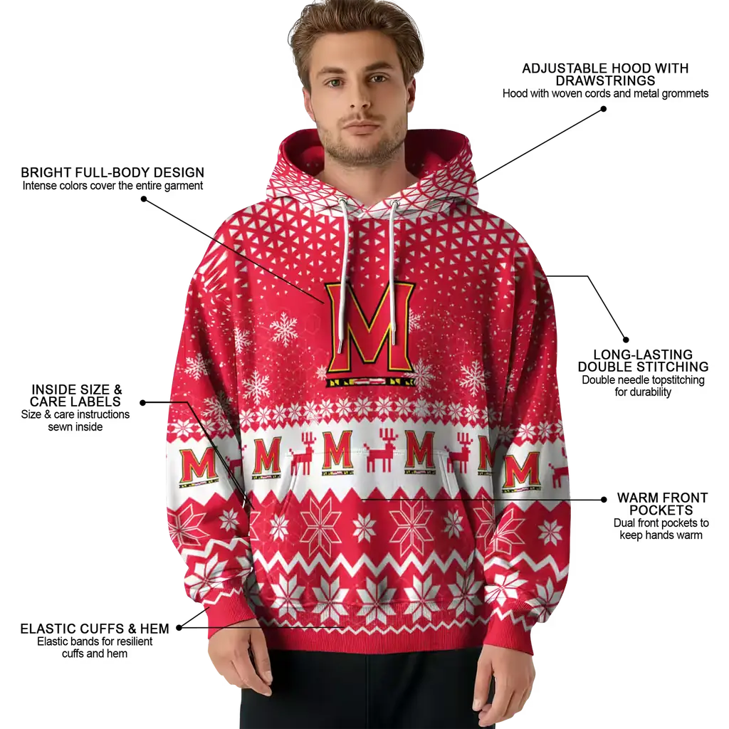 maryland terrapins reindeer motif red hoodie latest model maryland terrapins reindeer motif red hoodie latest model