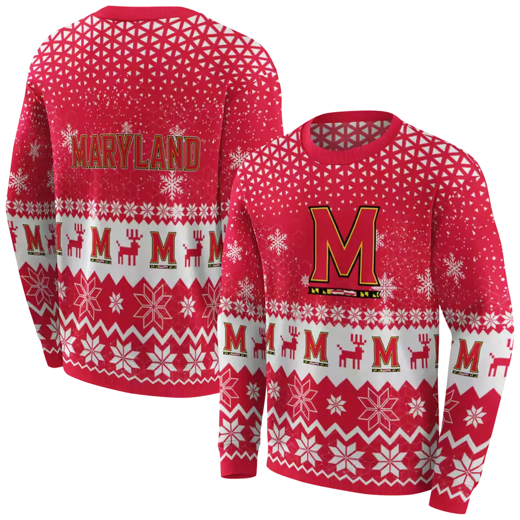 maryland terrapins reindeer motif red hoodie premium grade maryland terrapins reindeer motif red hoodie premium grade
