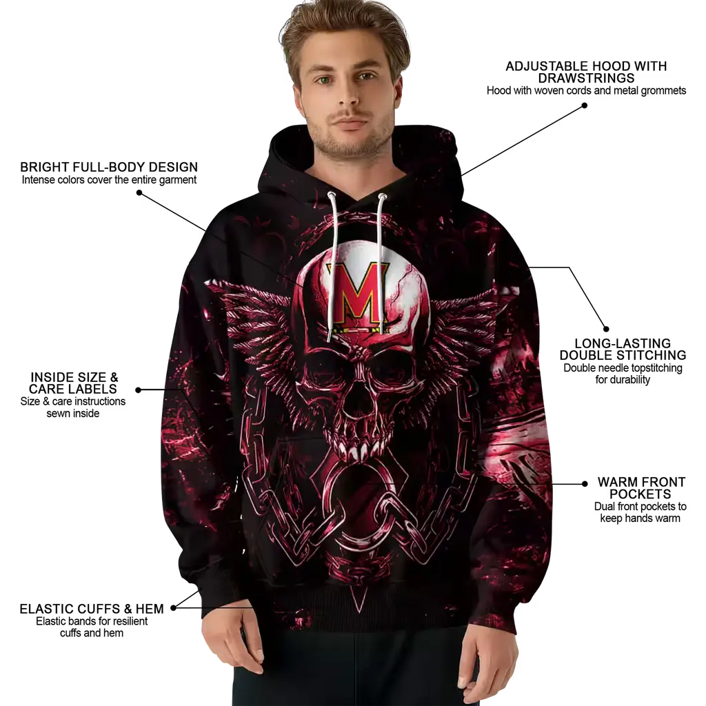 maryland terrapins skull artwork red black hoodie latest model maryland terrapins skull artwork red black hoodie latest model