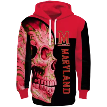 maryland terrapins skull motif red black hoodie best selling
