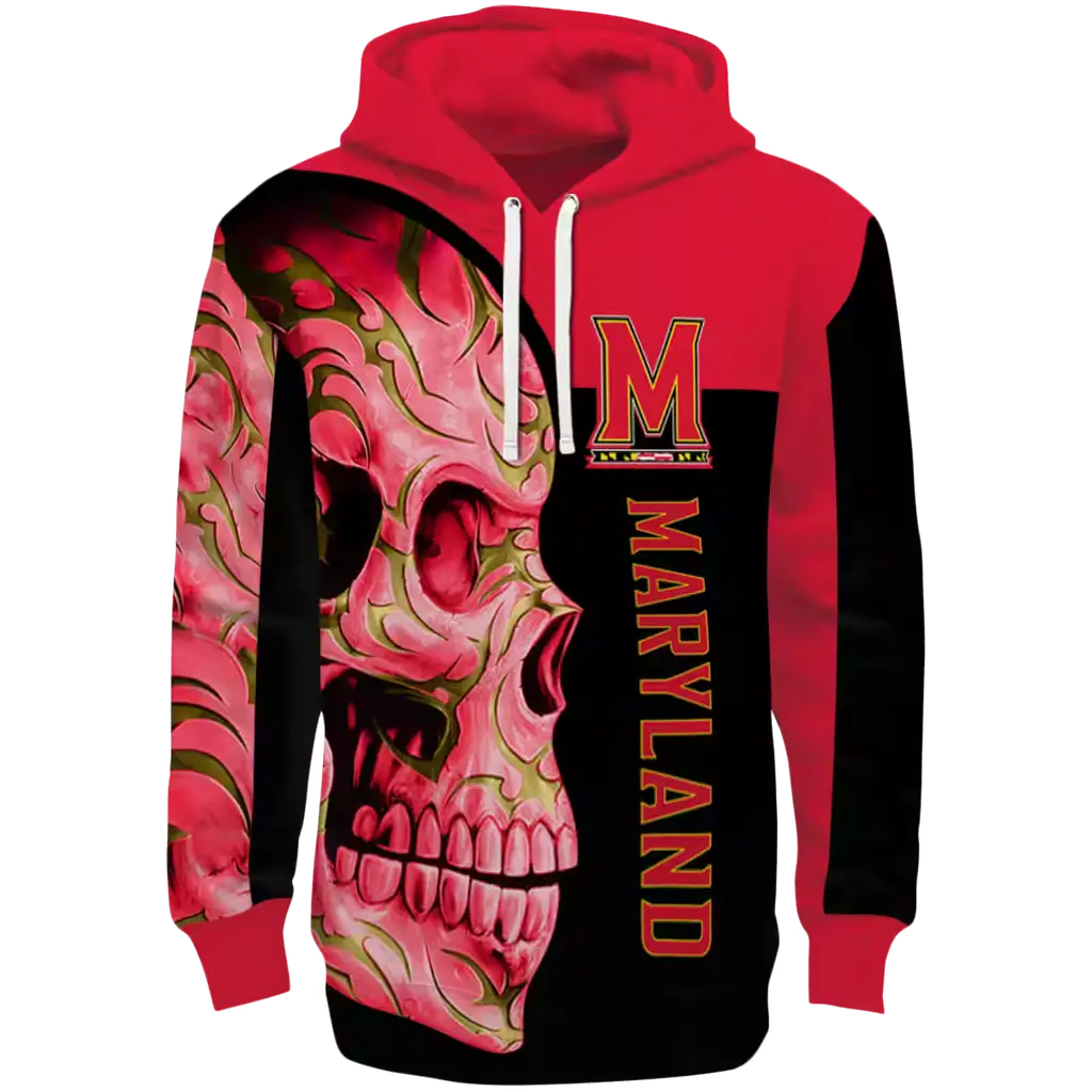 maryland terrapins skull motif red black hoodie best selling maryland terrapins skull motif red black hoodie best selling