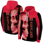 maryland terrapins skull motif red black hoodie best selling