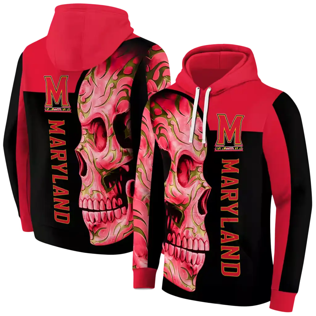 maryland terrapins skull motif red black hoodie fashion forward maryland terrapins skull motif red black hoodie fashion forward