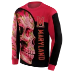 maryland terrapins skull motif red black hoodie best selling