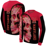 maryland terrapins skull motif red black hoodie best selling