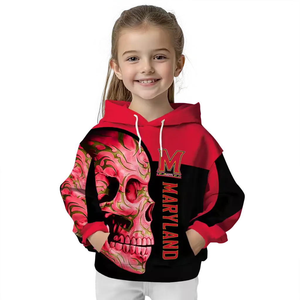 maryland terrapins skull motif red black hoodie top rated maryland terrapins skull motif red black hoodie top rated