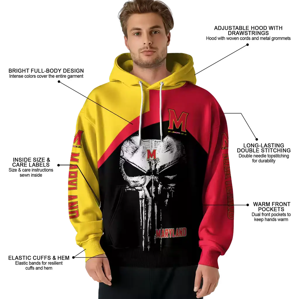 maryland terrapins skull punisher gold black hoodie latest model maryland terrapins skull punisher gold black hoodie latest model