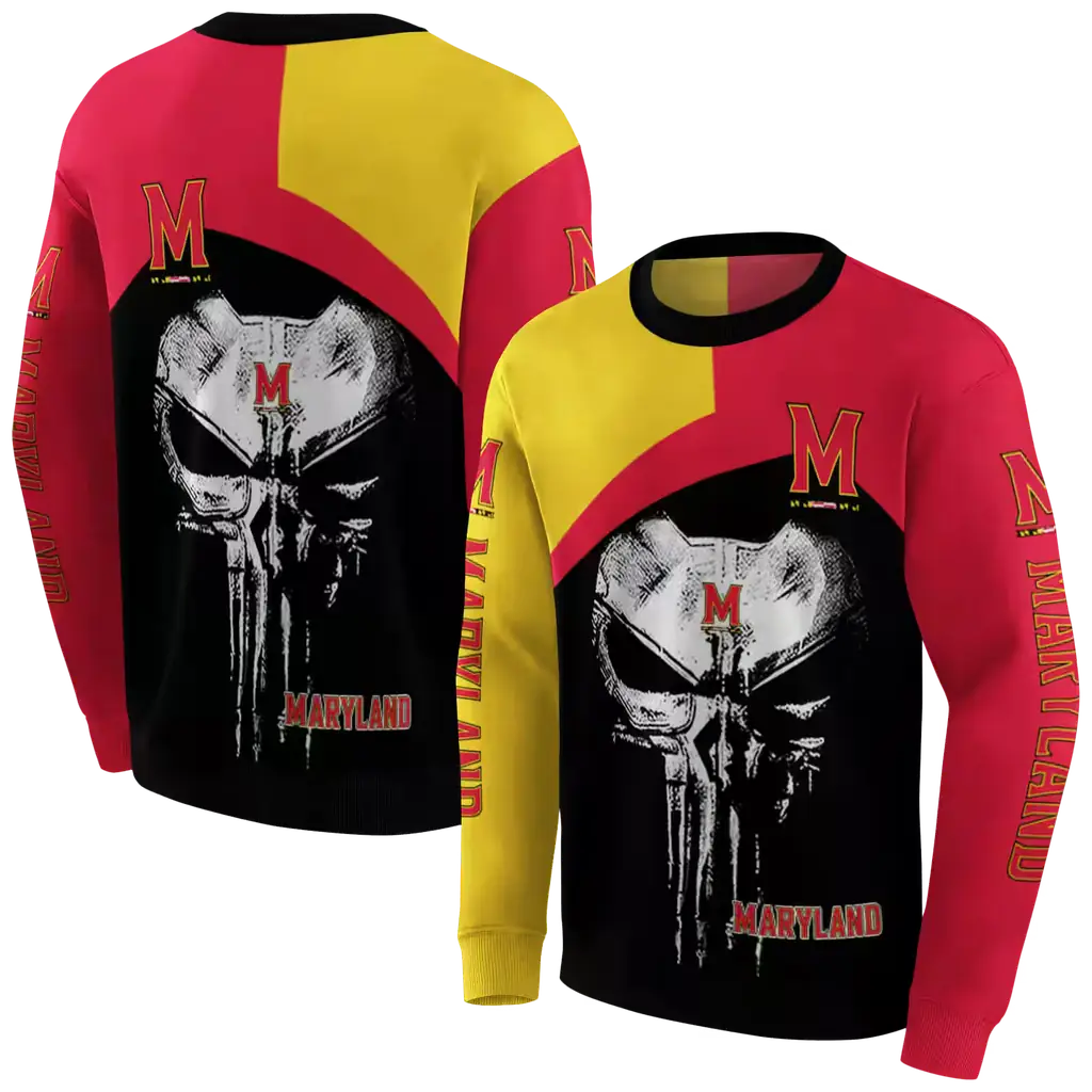 maryland terrapins skull punisher gold black hoodie premium grade maryland terrapins skull punisher gold black hoodie premium grade