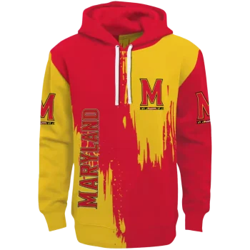 maryland terrapins splatter effect red hoodie best selling