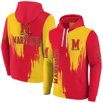 maryland terrapins splatter effect red hoodie best selling