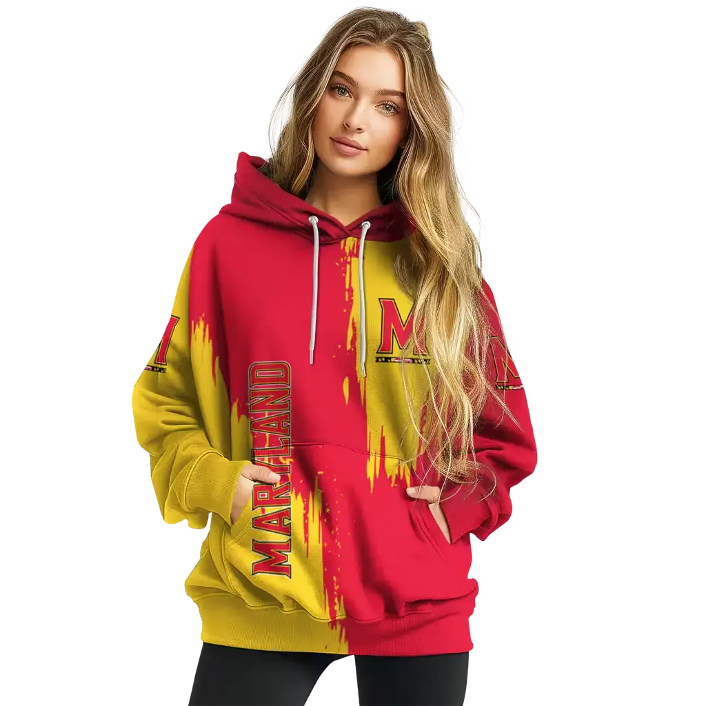 maryland terrapins splatter effect red hoodie high quality maryland terrapins splatter effect red hoodie high quality