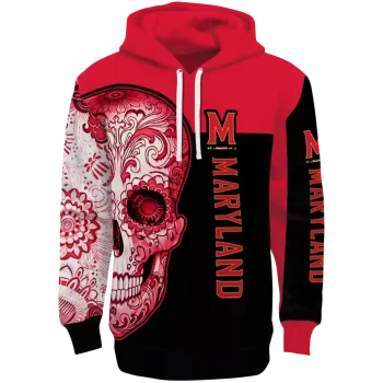 maryland terrapins sugar skull red black hoodie best selling