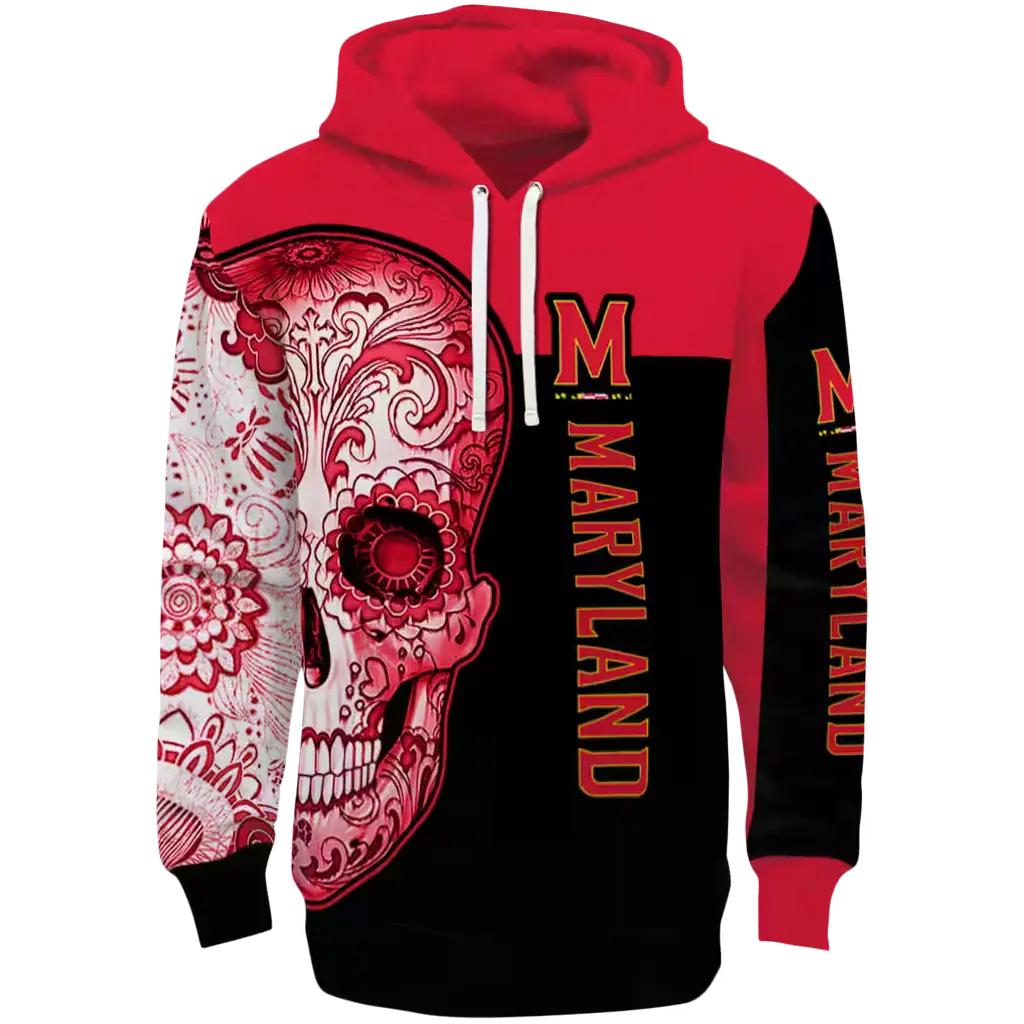 maryland terrapins sugar skull red black hoodie best selling maryland terrapins sugar skull red black hoodie best selling