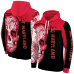 maryland terrapins sugar skull red black hoodie best selling