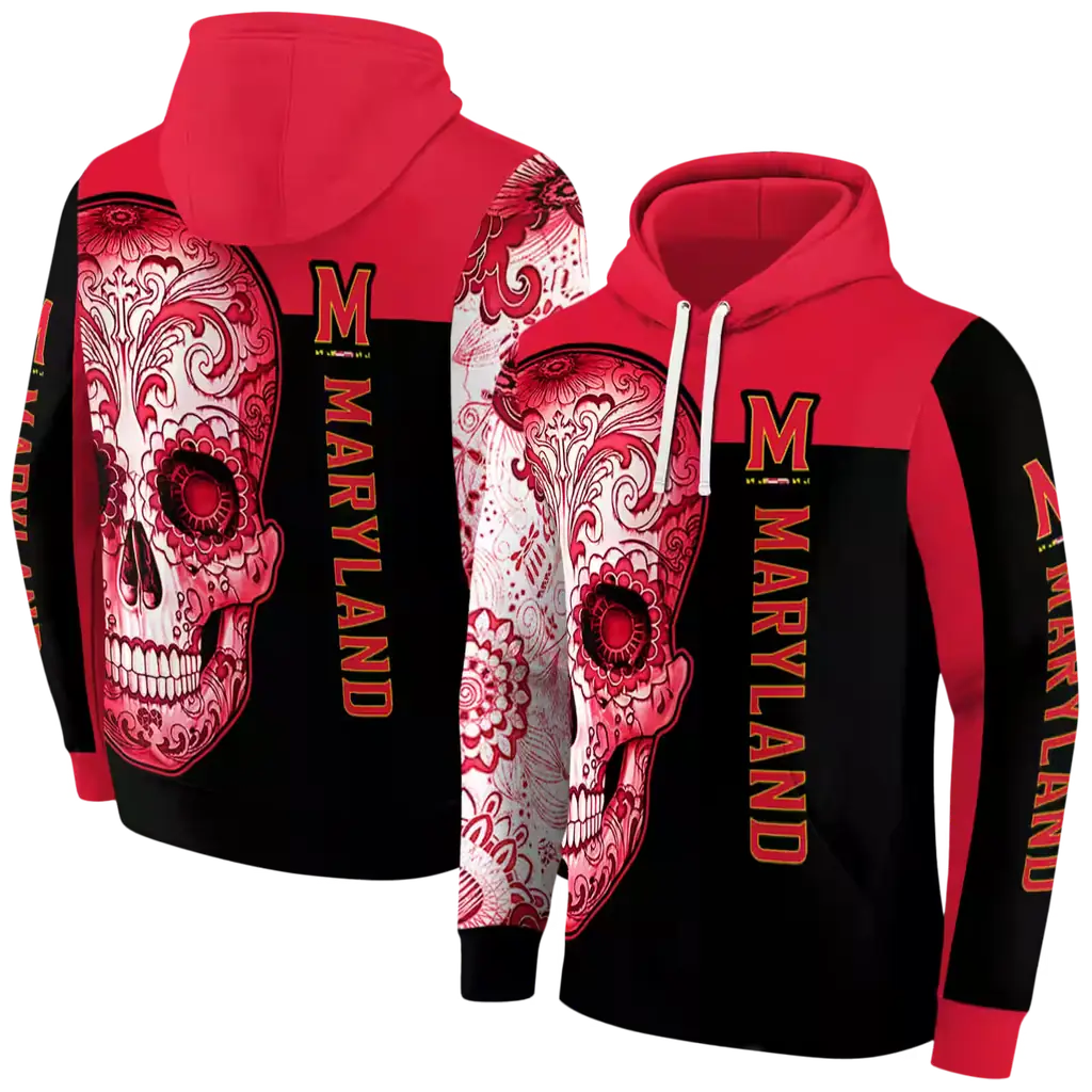 maryland terrapins sugar skull red black hoodie fashion forward maryland terrapins sugar skull red black hoodie fashion forward