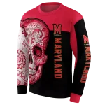 maryland terrapins sugar skull red black hoodie best selling