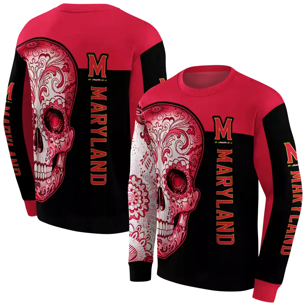 maryland terrapins sugar skull red black hoodie premium grade maryland terrapins sugar skull red black hoodie premium grade