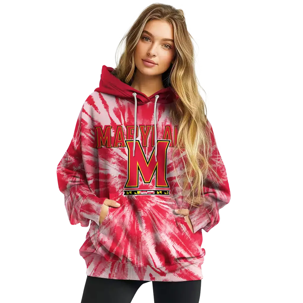 maryland terrapins tie dye pattern red hoodie high quality maryland terrapins tie dye pattern red hoodie high quality
