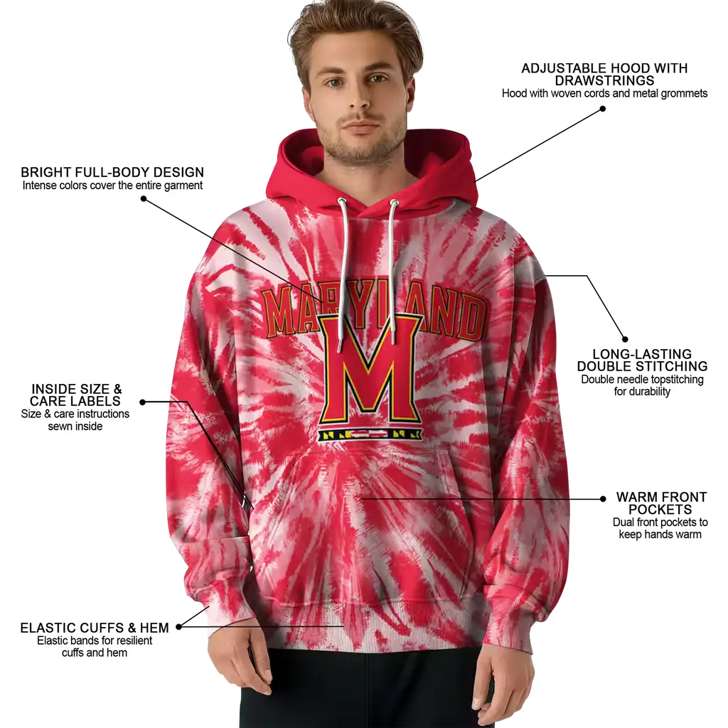 maryland terrapins tie dye pattern red hoodie latest model maryland terrapins tie dye pattern red hoodie latest model