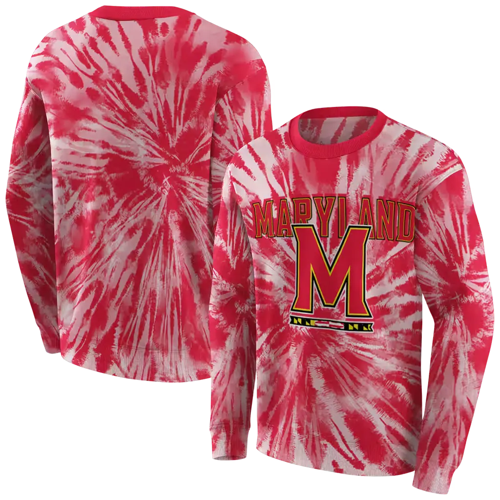 maryland terrapins tie dye pattern red hoodie premium grade maryland terrapins tie dye pattern red hoodie premium grade