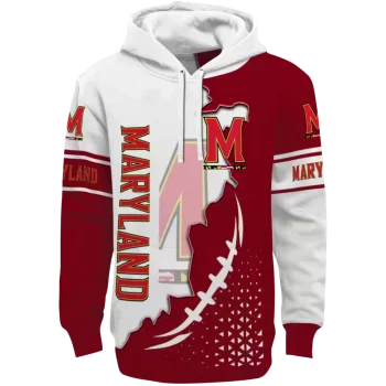 maryland terrapins triangular pattern red white hoodie best selling