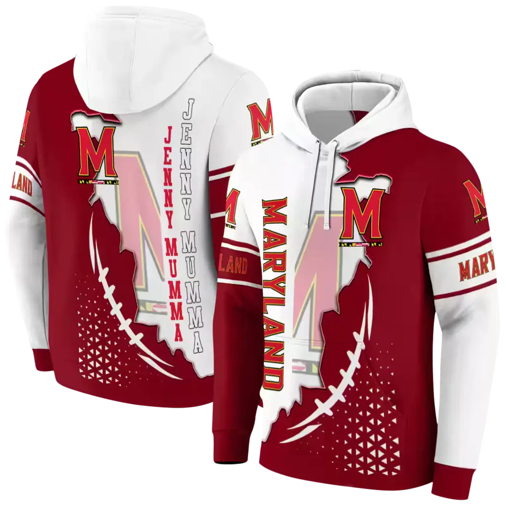 maryland terrapins triangular pattern red white hoodie fashion forward maryland terrapins triangular pattern red white hoodie fashion forward