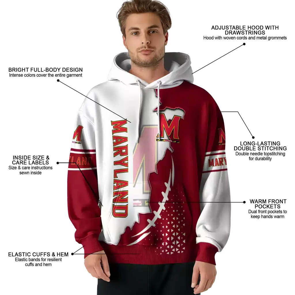 maryland terrapins triangular pattern red white hoodie latest model maryland terrapins triangular pattern red white hoodie latest model