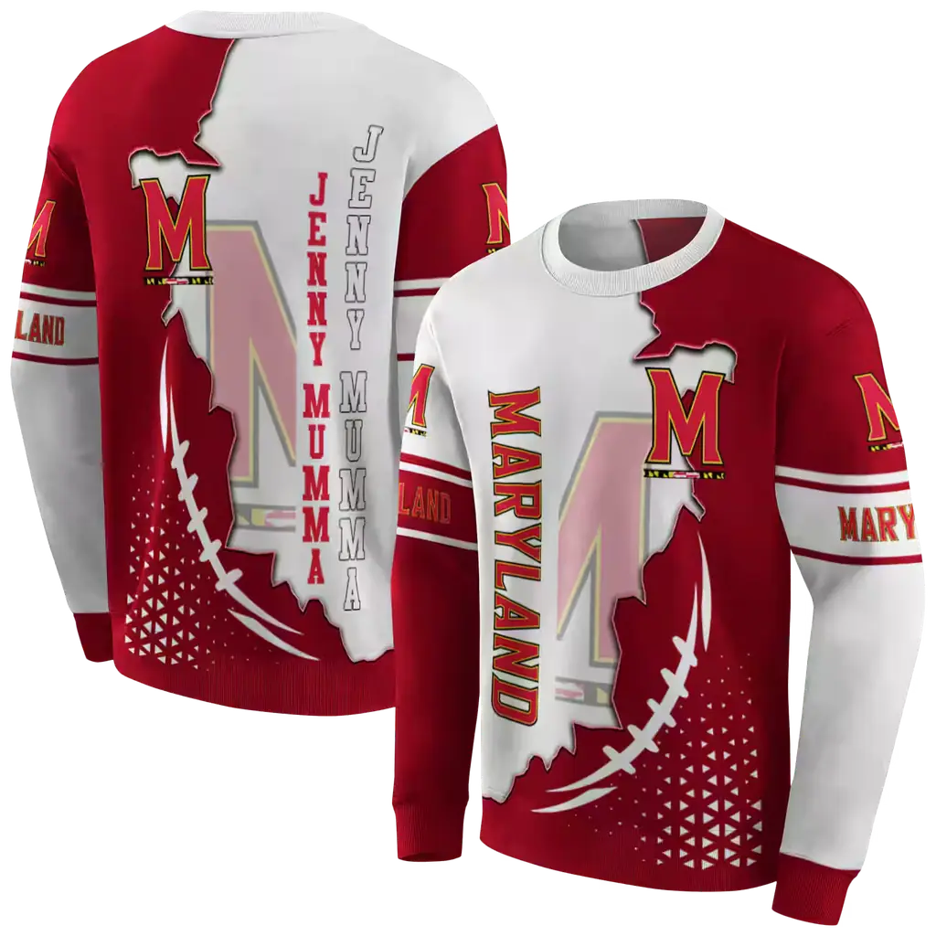 maryland terrapins triangular pattern red white hoodie premium grade maryland terrapins triangular pattern red white hoodie premium grade