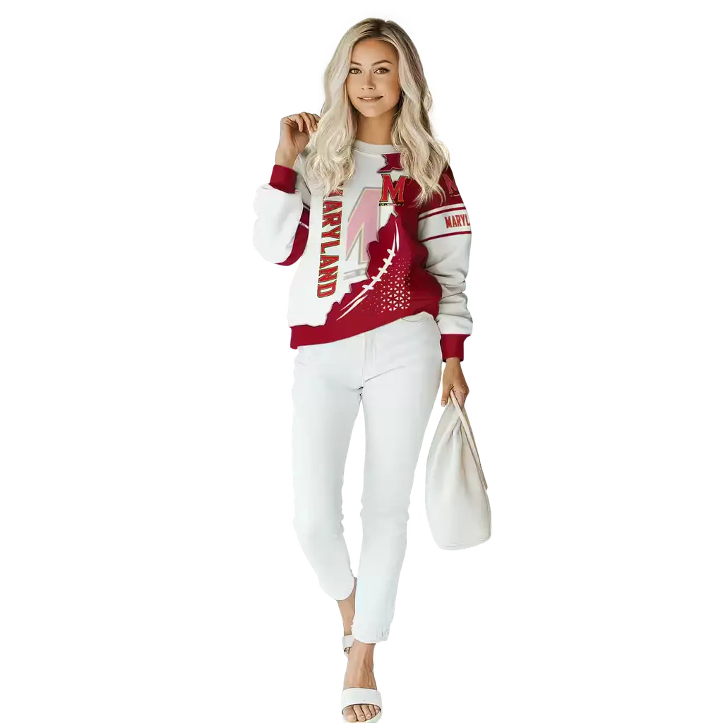 maryland terrapins triangular pattern red white hoodie trendy maryland terrapins triangular pattern red white hoodie trendy