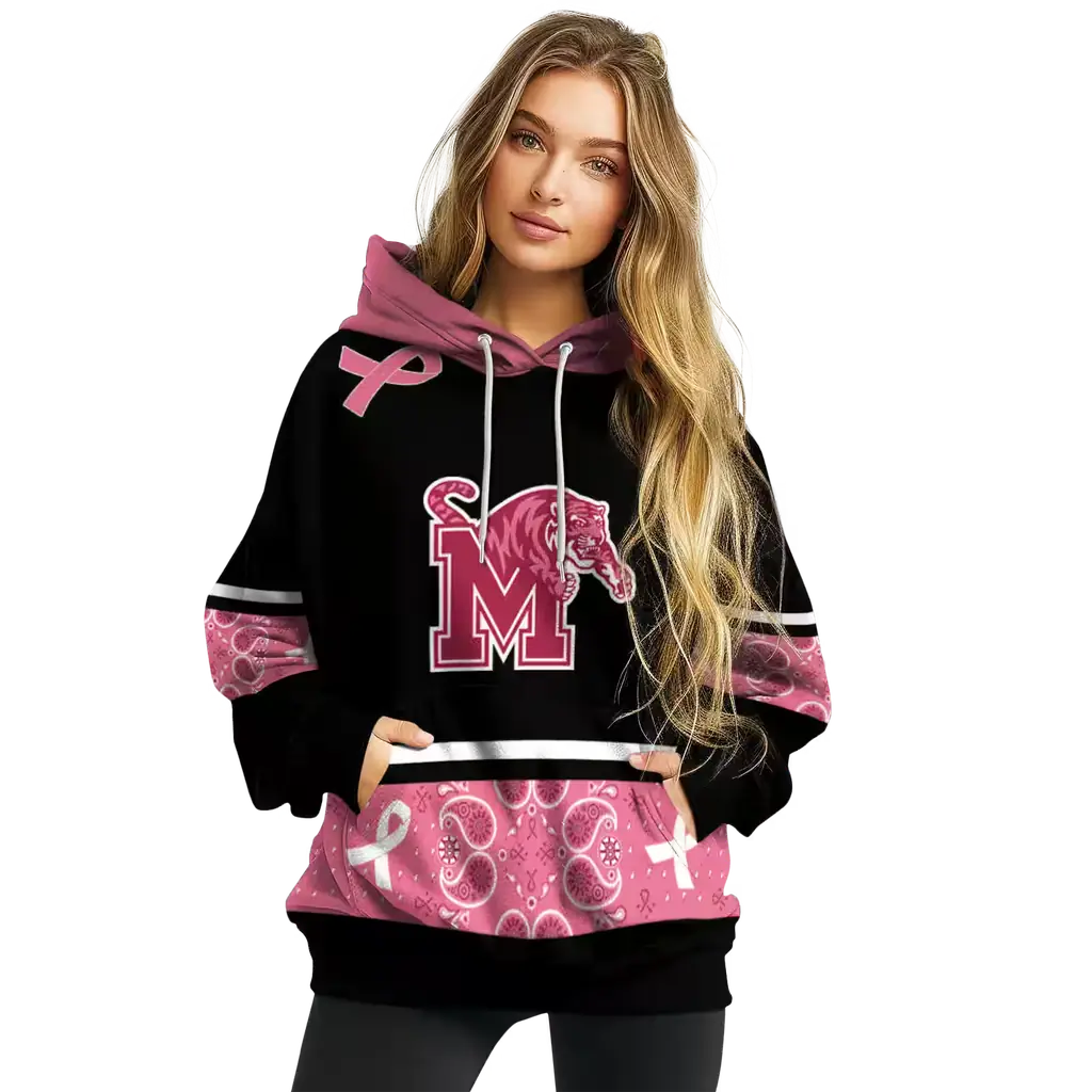 memphis tigers awareness ribbon black pink hoodie high quality memphis tigers awareness ribbon black pink hoodie high quality
