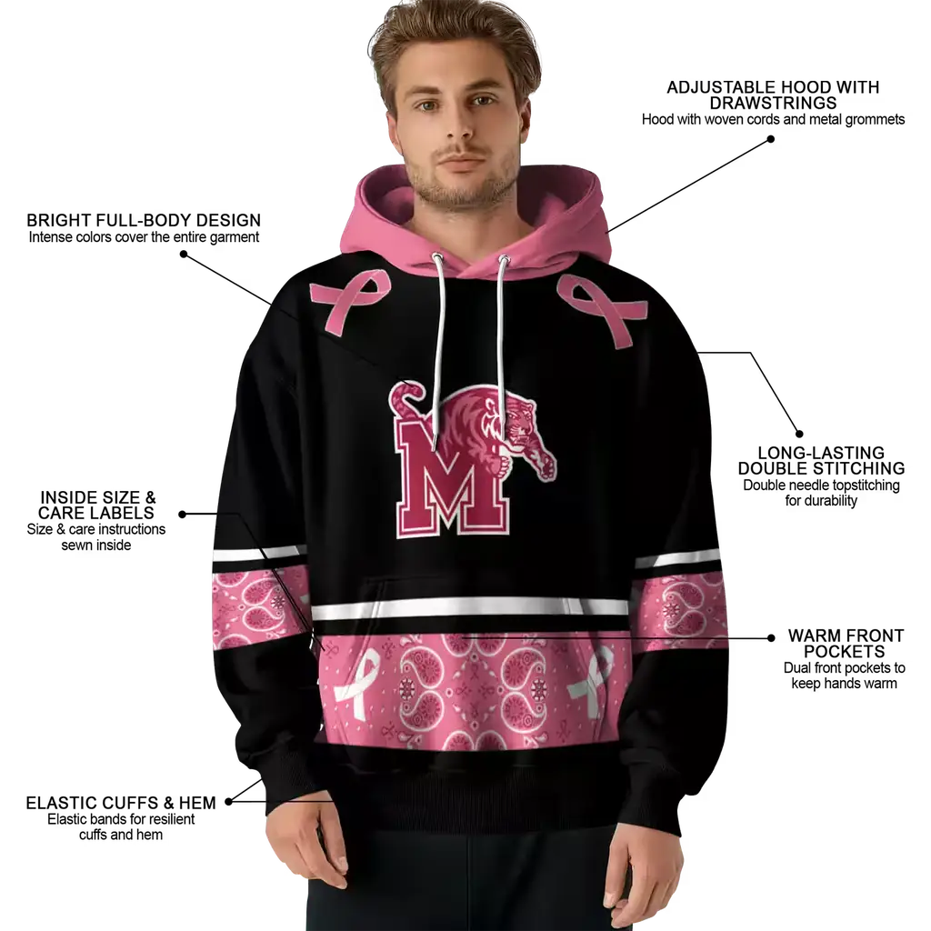 memphis tigers awareness ribbon black pink hoodie latest model memphis tigers awareness ribbon black pink hoodie latest model