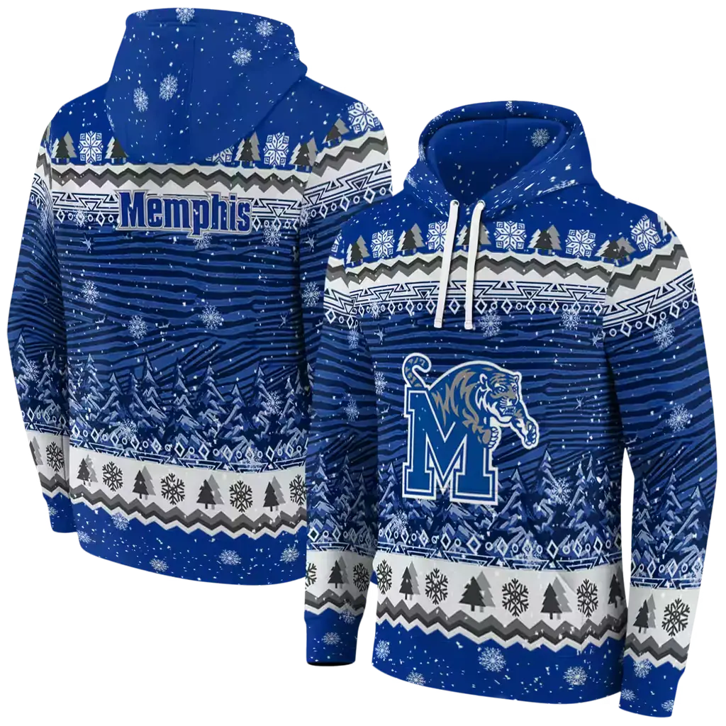 memphis tigers christmas trees blue hoodie fashion forward memphis tigers christmas trees blue hoodie fashion forward