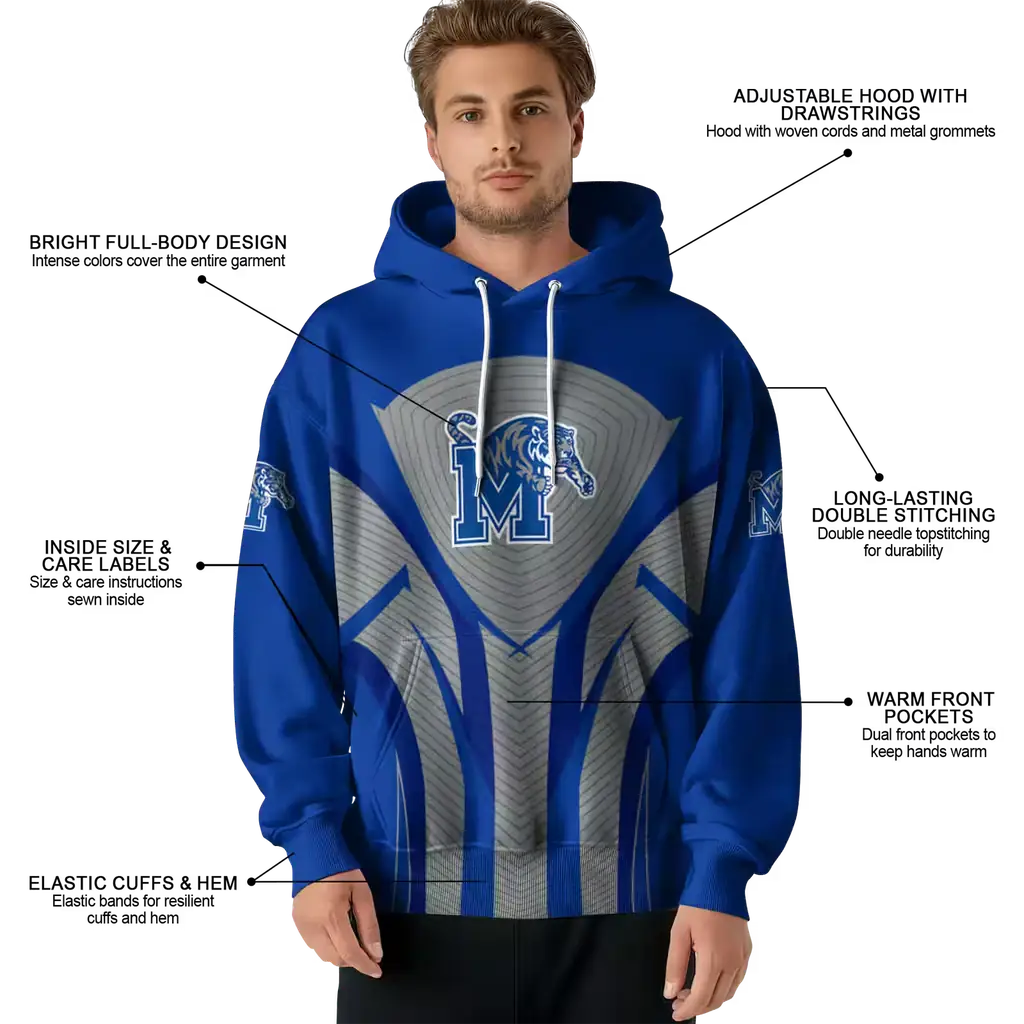 memphis tigers concentric lines blue black hoodie latest model memphis tigers concentric lines blue black hoodie latest model