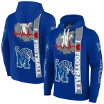 memphis tigers football heartbeat blue hoodie best selling