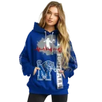 memphis tigers football heartbeat blue hoodie best selling