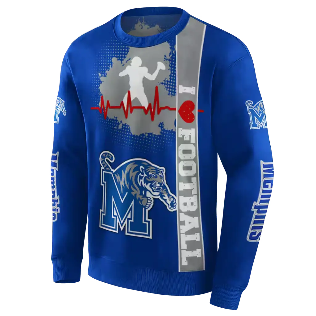 memphis tigers football heartbeat blue hoodie new arrival memphis tigers football heartbeat blue hoodie new arrival
