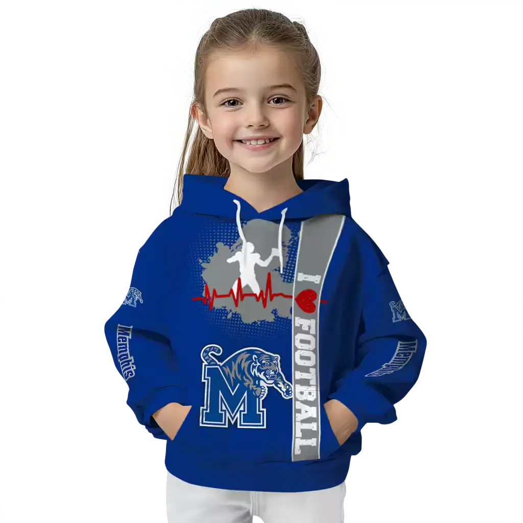 memphis tigers football heartbeat blue hoodie top rated memphis tigers football heartbeat blue hoodie top rated