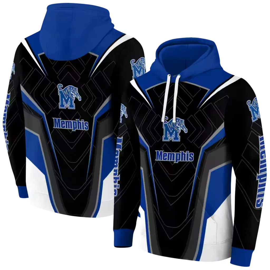memphis tigers futuristic pattern blue black hoodie fashion forward memphis tigers futuristic pattern blue black hoodie fashion forward