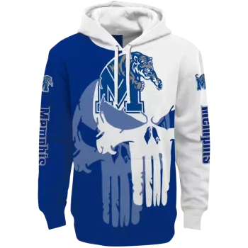 memphis tigers graphic punisher blue white hoodie best selling