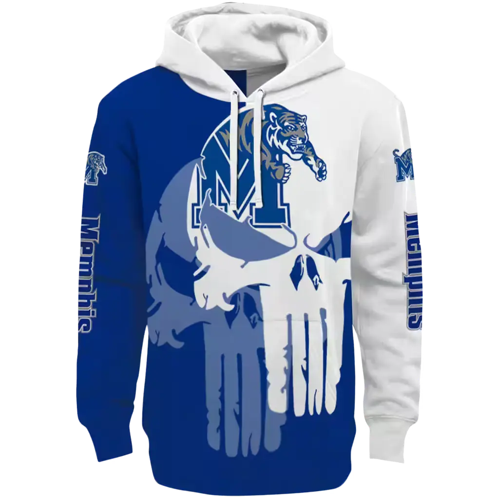 memphis tigers graphic punisher blue white hoodie best selling memphis tigers graphic punisher blue white hoodie best selling
