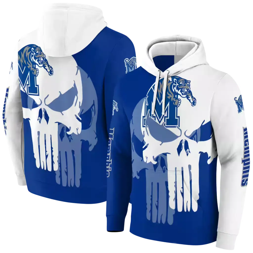 memphis tigers graphic punisher blue white hoodie fashion forward memphis tigers graphic punisher blue white hoodie fashion forward