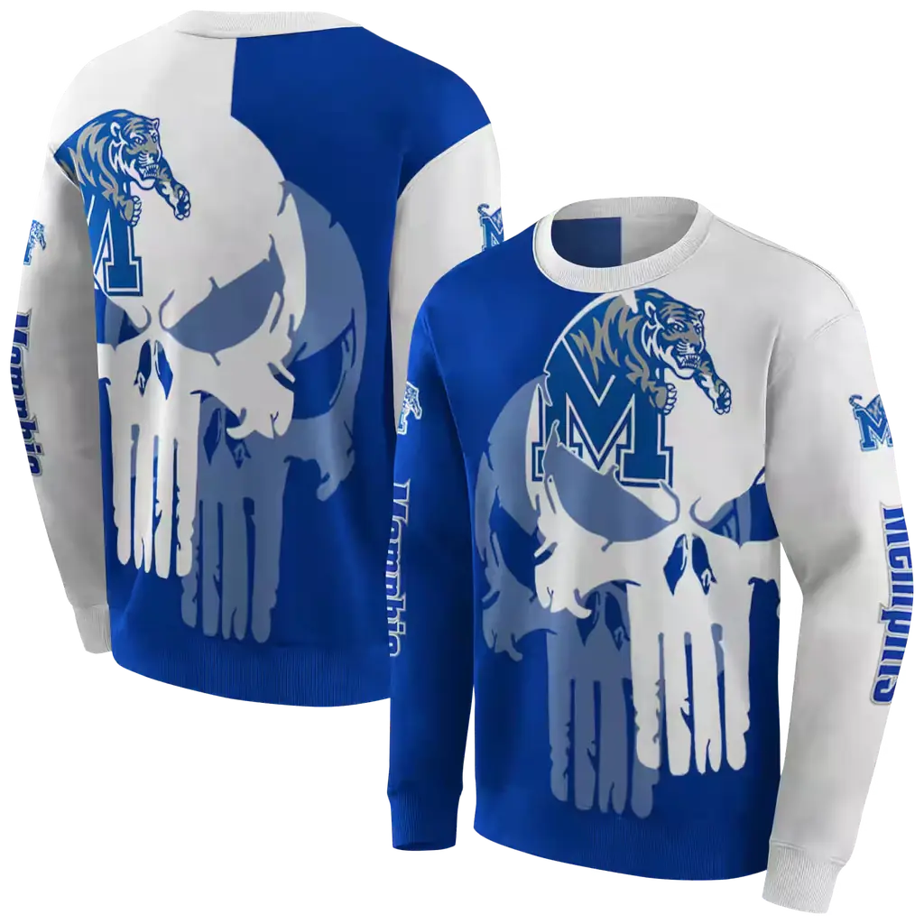memphis tigers graphic punisher blue white hoodie premium grade memphis tigers graphic punisher blue white hoodie premium grade