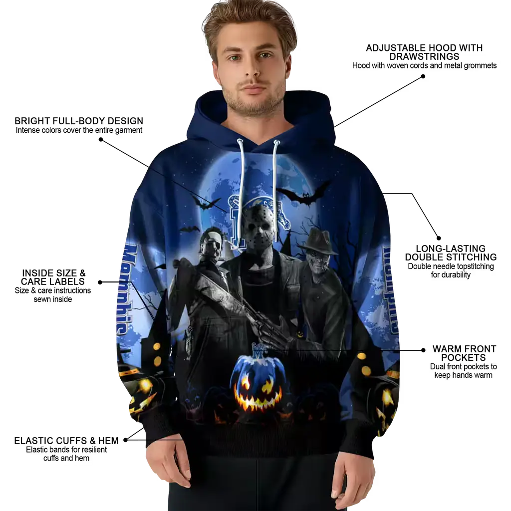 memphis tigers halloween vibes blue black hoodie latest model memphis tigers halloween vibes blue black hoodie latest model