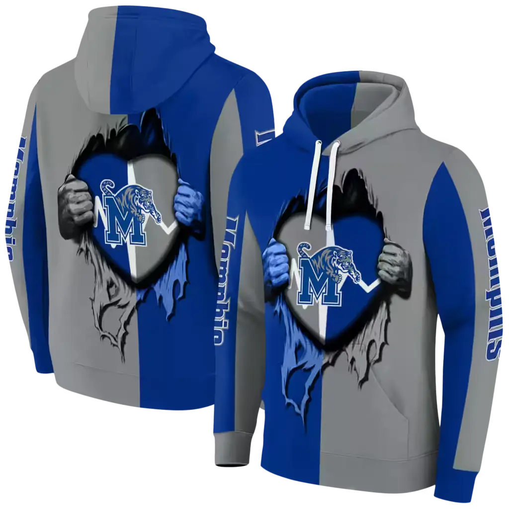 memphis tigers heartbeat graphic blue hoodie fashion forward memphis tigers heartbeat graphic blue hoodie fashion forward
