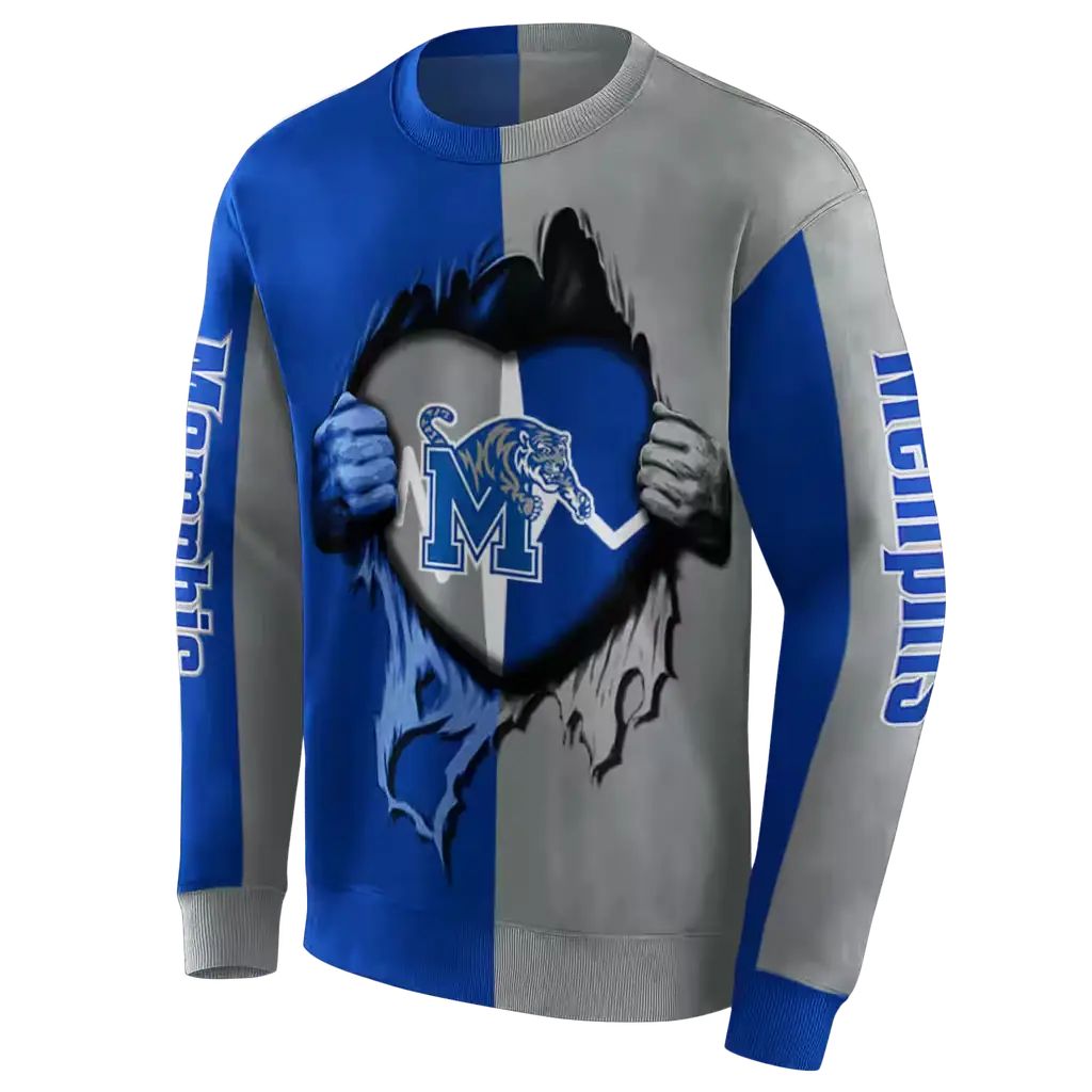 memphis tigers heartbeat graphic blue hoodie new arrival memphis tigers heartbeat graphic blue hoodie new arrival
