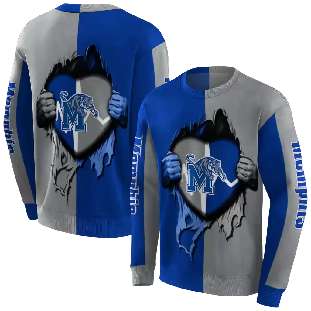 memphis tigers heartbeat graphic blue hoodie premium grade memphis tigers heartbeat graphic blue hoodie premium grade