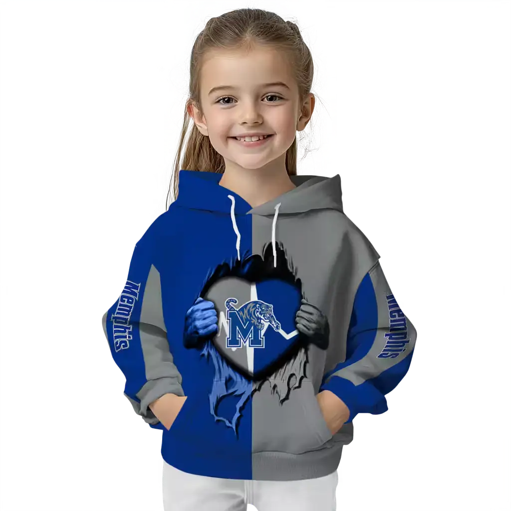 memphis tigers heartbeat graphic blue hoodie top rated memphis tigers heartbeat graphic blue hoodie top rated